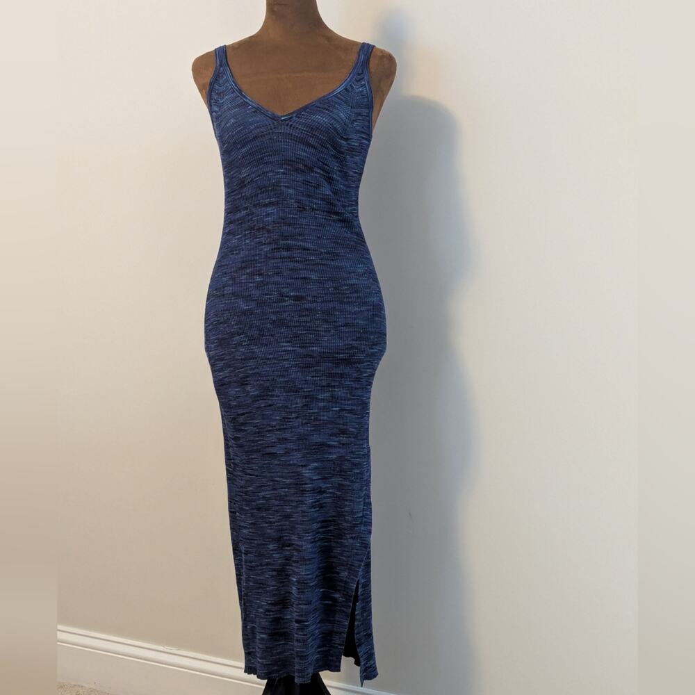 Bailey 44 Anthropologie Bodycon Ribbed Knit Space Dyed Tank Midi Dress, Blue S - Picture 2 of 6